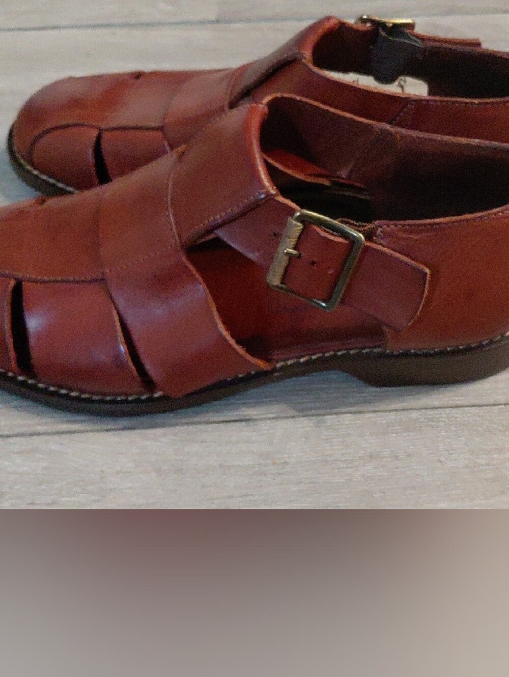 Cole Haan Men's Brown Leather Fisherman Sandals with Buckle - Picture 4 of 7